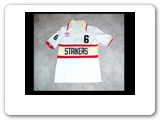 The Ft. Lauderdale Strikers were one of the strongest clubs of the NASL. This 1983 jersey belonged to Thomas Rongen. In addition to playing in the NASL, Rongen also played in the APSL with the Strikers, then coached in the MLS and the US Soccer Federation.  