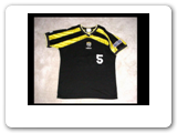Paul Caligiuri shot the qualifying goal heard around the world. He also made headlines as the first player to be transfered in MLS when he requested a move to the Los Angeles Galaxy. This early Columbus Crew jersey was his for a brief period. 